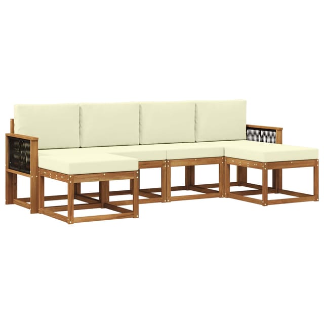 vidaXL Outdoor-Sofagarnitur mit Kissen 6 Stk Natur und Creme Polyester 3385431