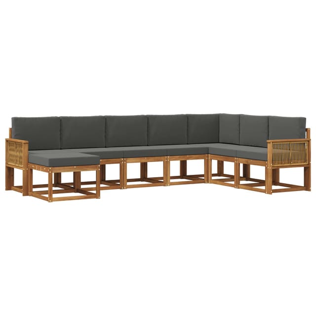 vidaXL Outdoor-Sofagarnitur mit Kissen 8 Stk Natur und Anthrazit 3385458