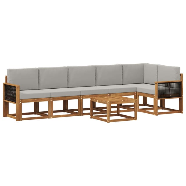vidaXL Outdoor-Sofagarnitur 7 Stk Natur und Hellgrau Polyester 3385272
