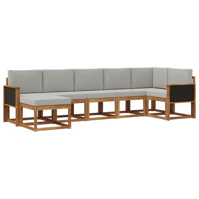 vidaXL Outdoor-Sofagarnitur 7 Stk Natur und Hellgrau Polyester 3385382