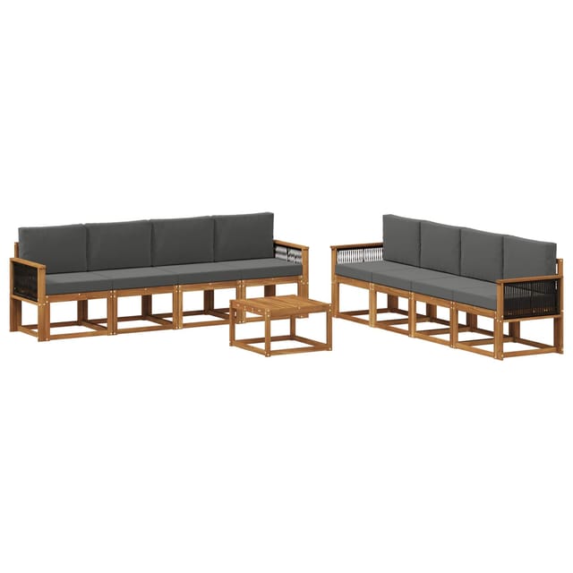 vidaXL Outdoor-Sofagarnitur mit Kissen 7 Stk Natur und Anthrazit 3385093