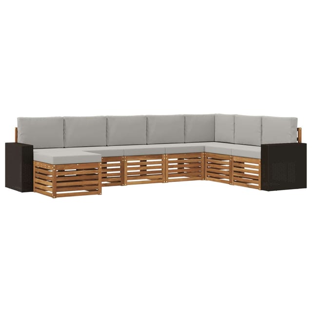 vidaXL Outdoor-Sofagarnitur mit Kissen 8 Stk Natur und Hellgrau 3384722