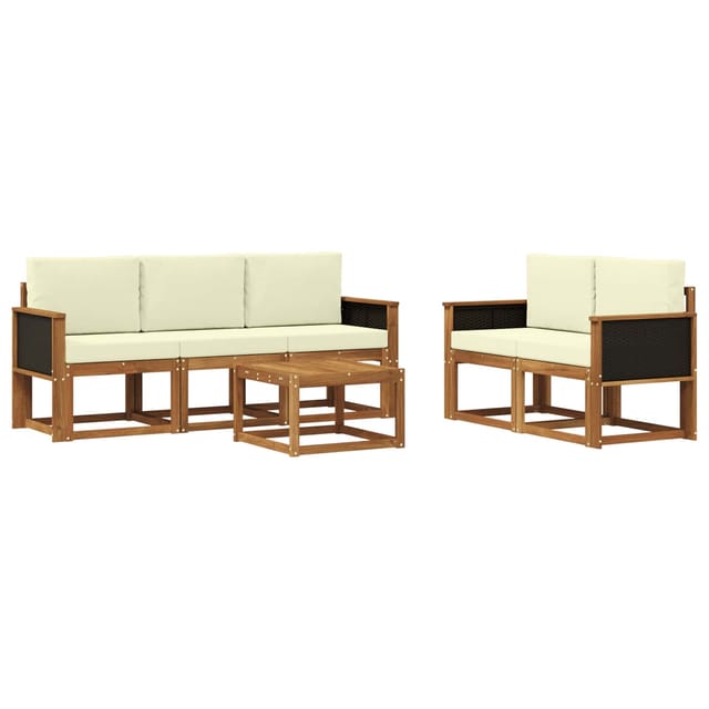 vidaXL Outdoor-Sofagarnitur mit Kissen 6 Stk Natur und Creme 3384981
