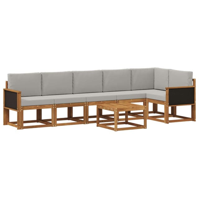 vidaXL Outdoor-Sofagarnitur 7 Stk Natur und Hellgrau Polyester 3385262