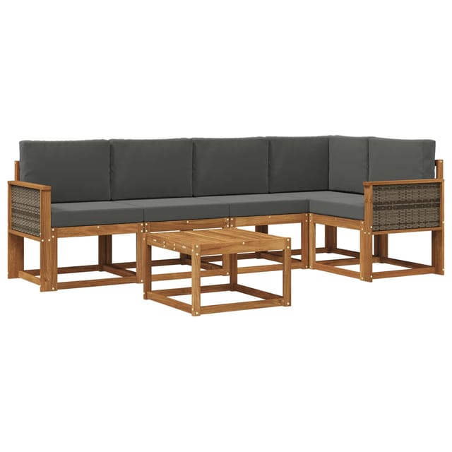 vidaXL Outdoor-Sofagarnitur mit Kissen 6 Stk Natur und Anthrazit 3385228