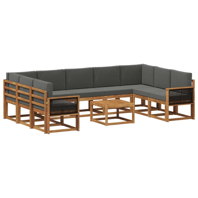 vidaXL Outdoor-Sofagarnitur mit Kissen 10 Stk Natur und Anthrazit 3385553