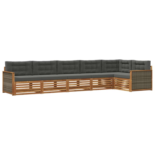 vidaXL Outdoor-Sofagarnitur mit Kissen 6 Stk Natur und Anthrazit 3383410