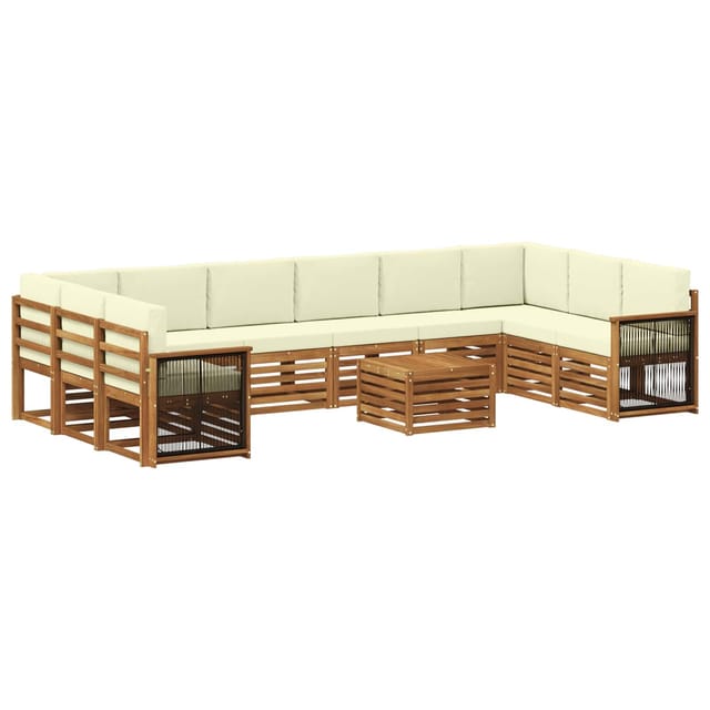 vidaXL Outdoor-Sofagarnitur mit Kissen 8 Stk Natur und Creme 3384921