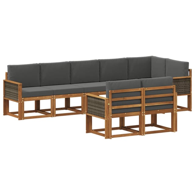 vidaXL Outdoor-Sofagarnitur 8 Stk Natur und Anthrazit Polyester 3385308