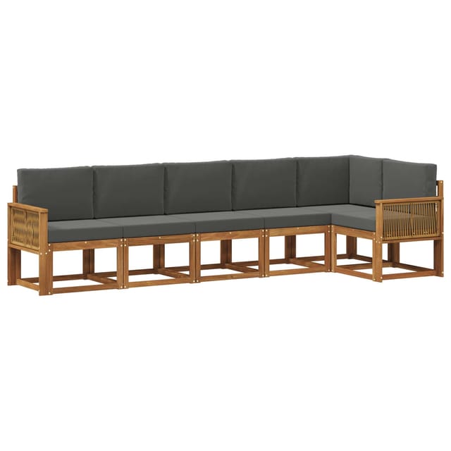 vidaXL Outdoor-Sofagarnitur 6 Stk Natur und Anthrazit Polyester 3385258