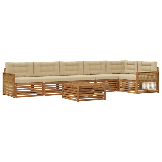 vidaXL Outdoor-Sofagarnitur mit Kissen 7 Stk Natur und Beige 3383451