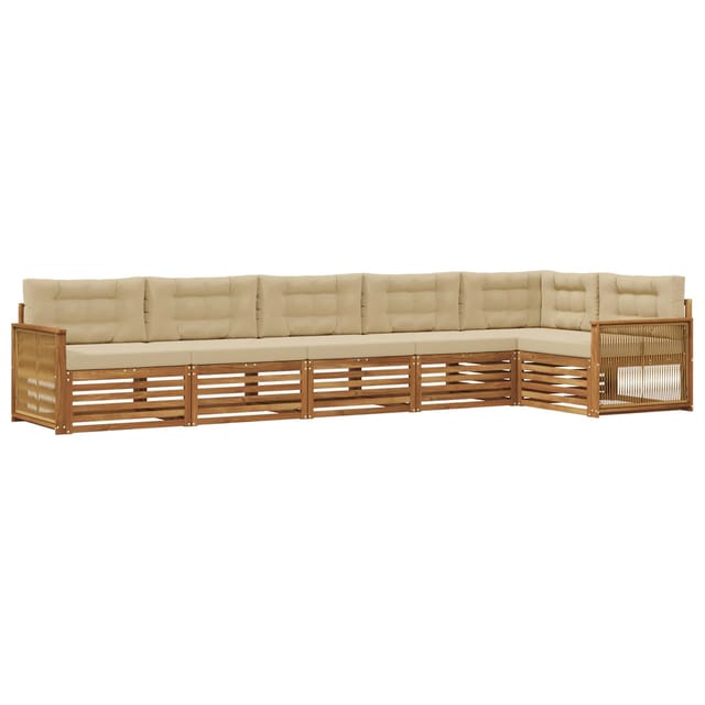 vidaXL Outdoor-Sofagarnitur mit Kissen 6 Stk Natur und Beige 3383421