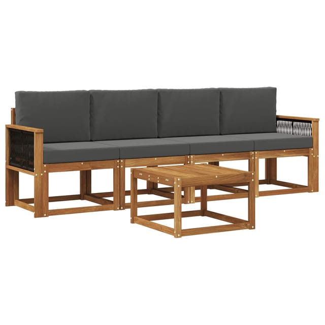 vidaXL Outdoor-Sofagarnitur mit Kissen 4 Stk Natur und Anthrazit 3384973