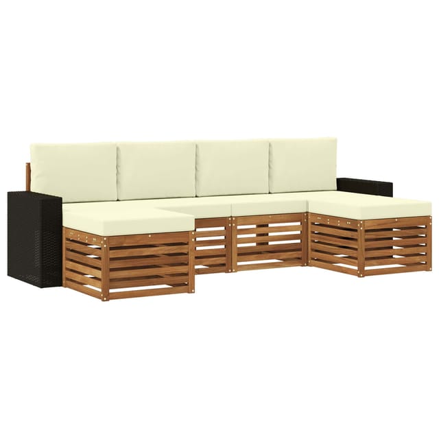 vidaXL Sofagarnituren 6 Stk Natur und Creme Massivholz Akazie 3384691