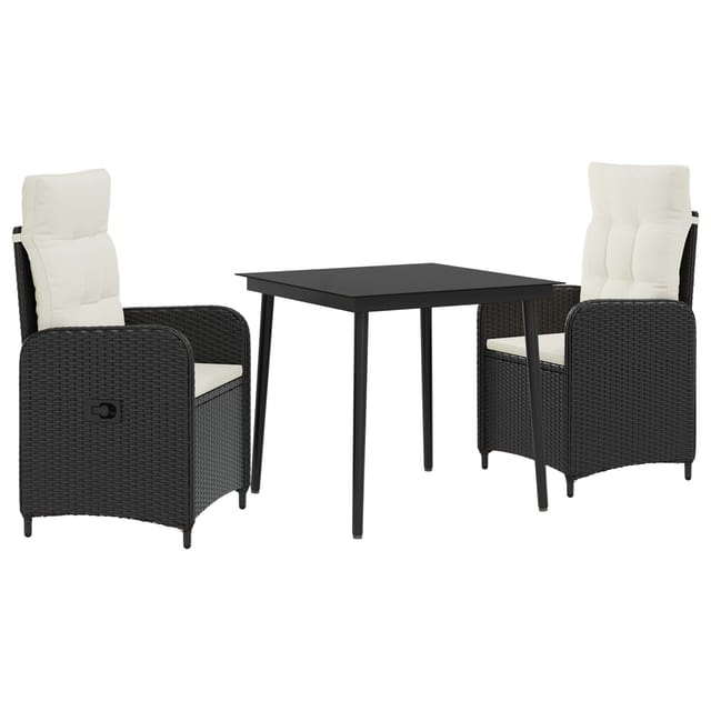 vidaXL Sofa-Tischset mit Kissen mit Kissen 3 Stk Schwarz und Cremeweiß 3422450