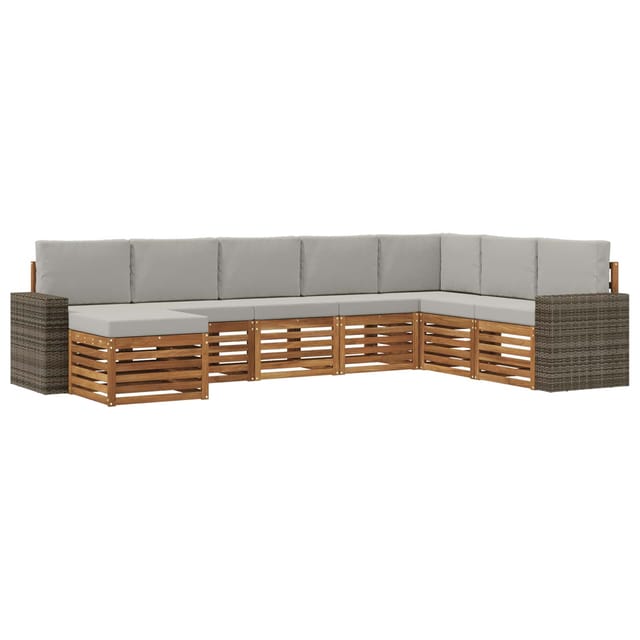 vidaXL Outdoor-Sofagarnitur mit Kissen 8 Stk Natur und Hellgrau 3384727
