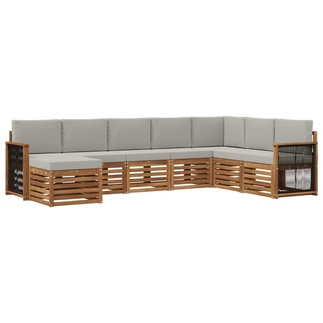 vidaXL Outdoor-Sofagarnitur mit Kissen 6 Stk Natur und Hellgrau 3384712