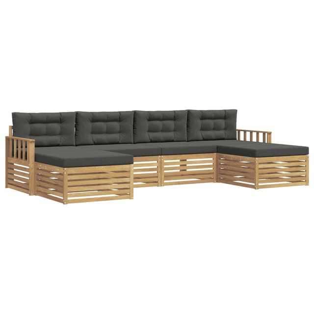 vidaXL Sofagarnituren 6 Stk Weiß und Anthrazit Massivholz Akazie 3390917