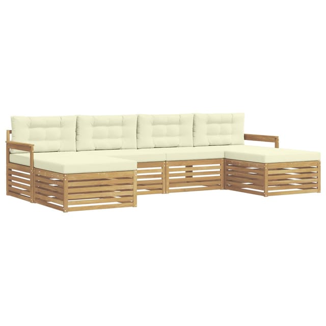 vidaXL Sofagarnituren 6 Stk Weiß und Creme Massivholz Akazie 3390910