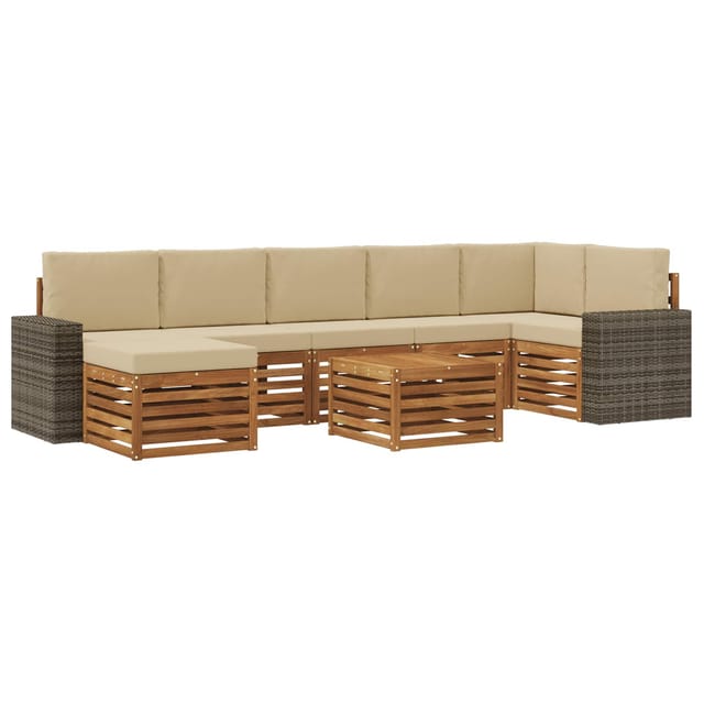 vidaXL Outdoor-Sofagarnitur mit Kissen 8 Stk Natur und Beige 3384669