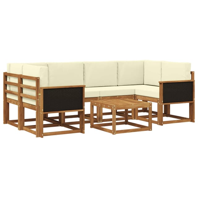 vidaXL Outdoor-Sofagarnitur mit Kissen 5 Stk Natur und Creme 3385021