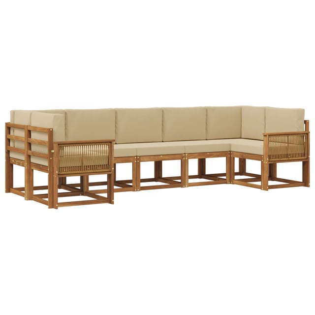 vidaXL Outdoor-Sofagarnitur 7 Stk Natur und Beige Massivholz Akazie 3385519