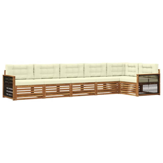 vidaXL Outdoor-Sofagarnitur mit Kissen 6 Stk Natur und Creme 3383413