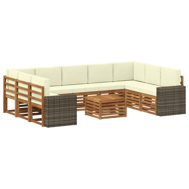 vidaXL Sofagarnituren 10 Stk Natur und Creme Massivholz Akazie 3384876