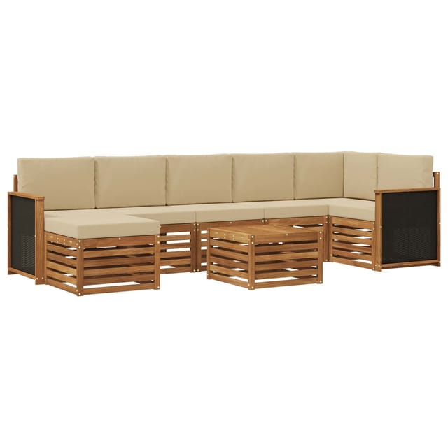 vidaXL Outdoor-Sofagarnitur mit Kissen 7 Stk Natur 3384644