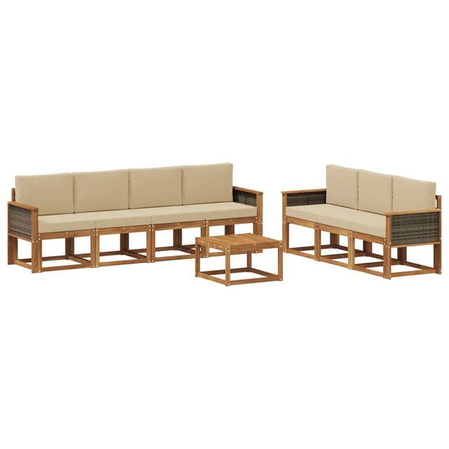 vidaXL Outdoor-Sofagarnitur mit Kissen 7 Stk Natur 3385049