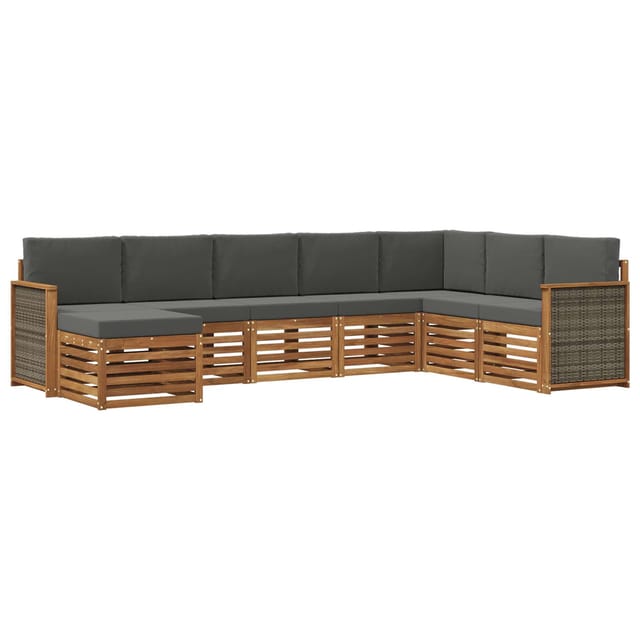 vidaXL Outdoor-Sofagarnitur mit Kissen 6 Stk Natur und Anthrazit 3384708