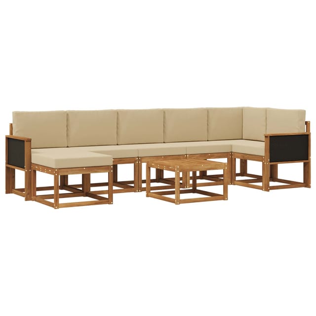 vidaXL Outdoor-Sofagarnitur mit Kissen 8 Stk Natur und Beige Polyester 3385404