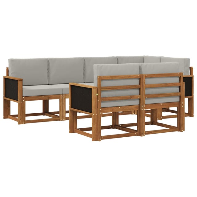 vidaXL Outdoor-Sofagarnitur 7 Stk Natur und Hellgrau Polyester 3385282
