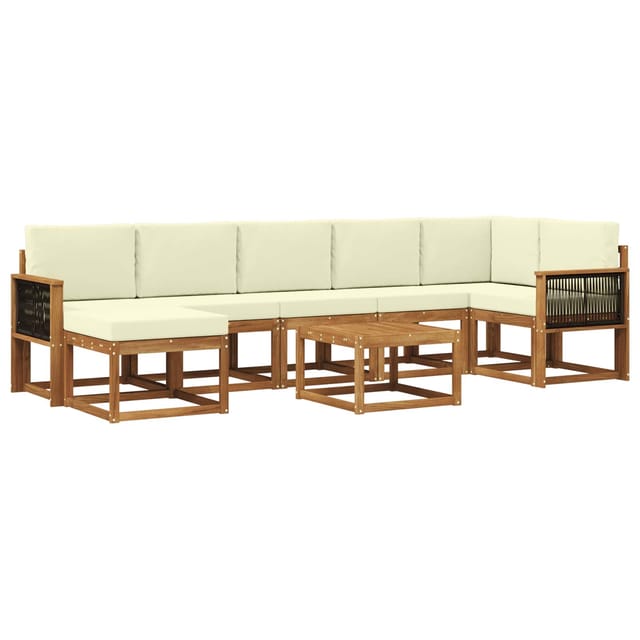 vidaXL Outdoor-Sofagarnitur mit Kissen 8 Stk Natur und Creme Polyester 3385411