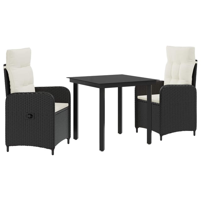 vidaXL Sofa-Tischset mit Kissen mit Kissen 3 Stk Schwarz und Cremeweiß 3422474