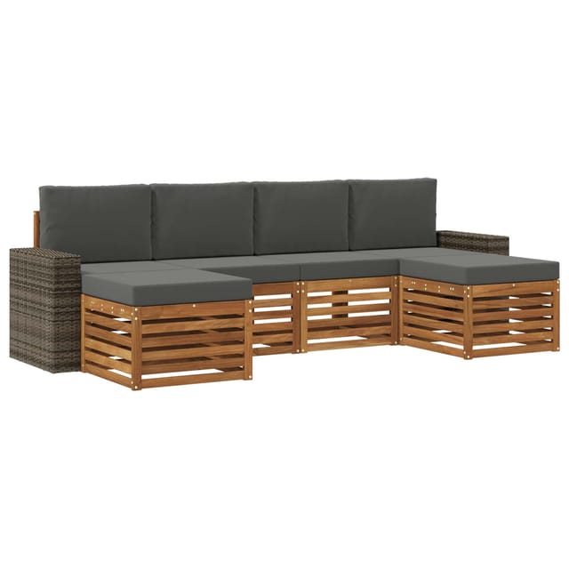 vidaXL Sofagarnituren 6 Stk Natur und Anthrazit Massivholz Akazie 3384698
