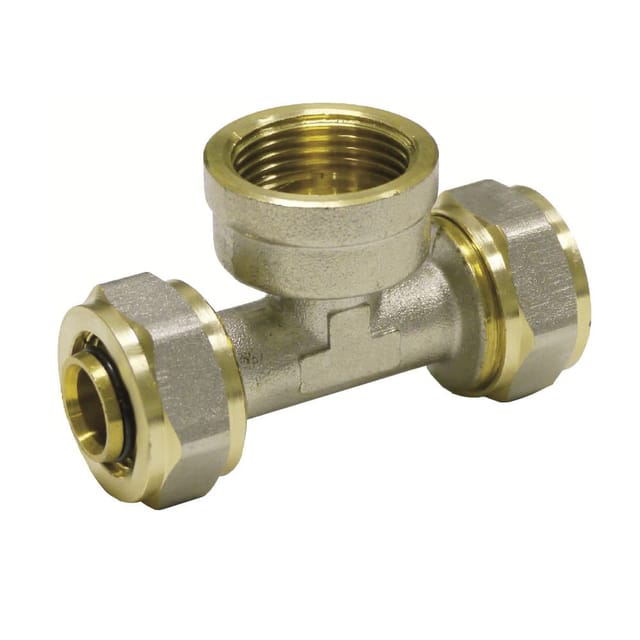 Boni-Shop Schraubfitting T-stück 16 X 2 - 3/4 Zoll IG - 16 X 2 Metall Gold