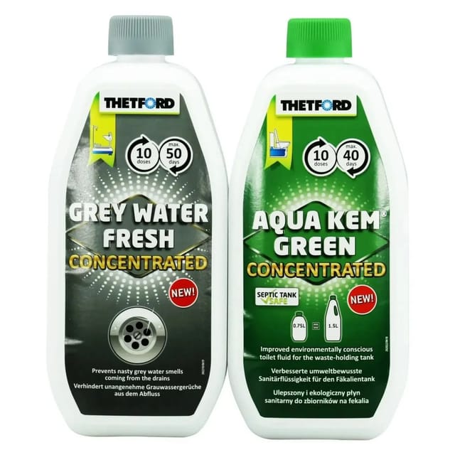 Thetford Aqua Kem Green Konzentrat 0,75 Liter & Grey Water Fresh 0,80 Liter