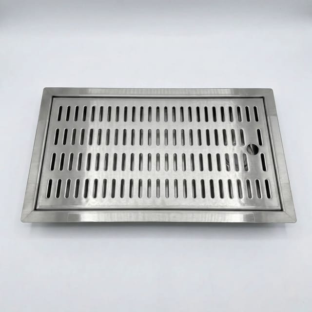 Ich-Zapfe Tropfblech CNS Einlass 440 X 240 mm mit Ablaufanschluss