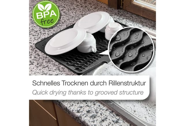 SOTECH Abtropfmatte 396 x 327 x 12 mm Schwarz Lebensmittel Silikon Flexibel und Hitzebeständig