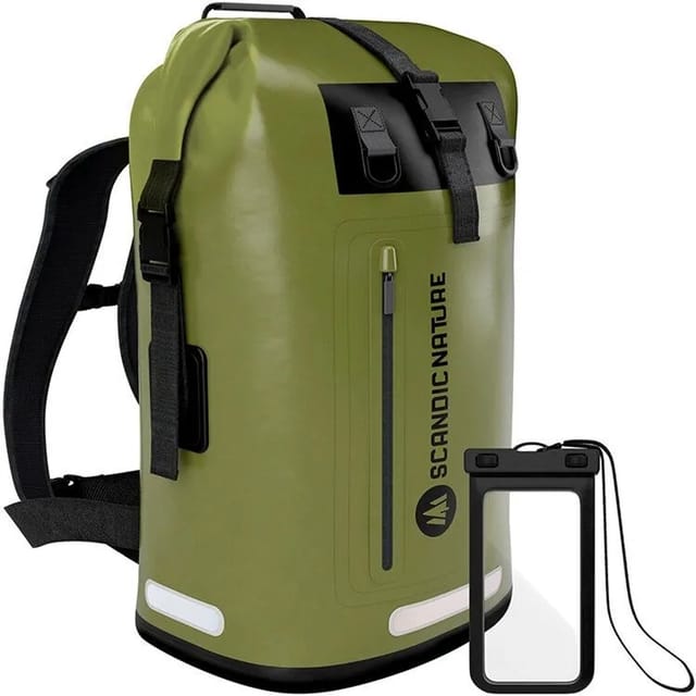 SCANDIC NATURE Rucksack Pioneer 55L Oliv Wasserdicht Roll Top Backpack Outdoor Wanderrucksack Trekkingrucksack Reiserucksack