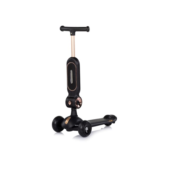 Chipolino Kinderroller Bloomi 2 in 1 Laufrad Sitz PU-Räder Lichteffekte Bremse schwarz