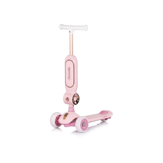 Chipolino Kinderroller Bloomi 2 in 1 Laufrad Sitz PU-Räder Lichteffekte Bremse rosa