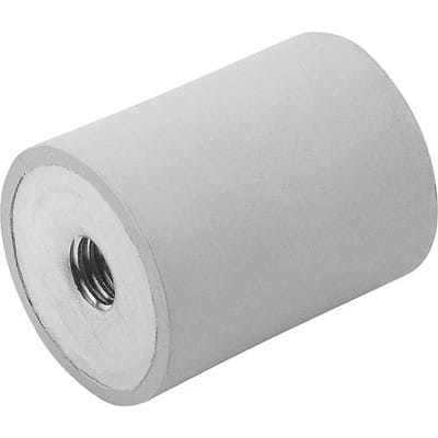 GUMMIPUFFER TYP E INNENGEWINDE M06, D=20, H=15, EDELSTAHL 1.4401, KOMP:ELAST. NATURKAUTSCHUK SHORE 55A,