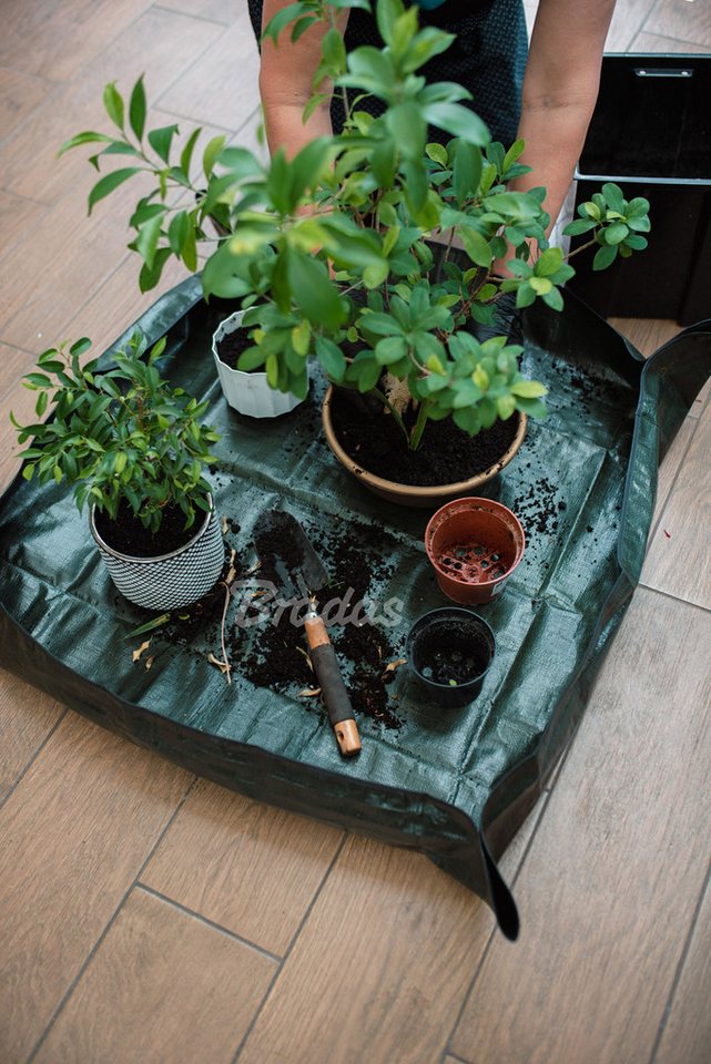 Bradas Gartenpflege-Set Pflanzen Umtopfmatte aus PE 66 x 66 cm Bild 5