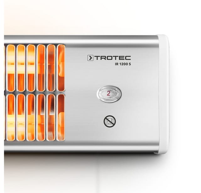 TROTEC Infrarotstrahler Infrarot Heizstrahler IR 1200 S, Gleichmäßige und zielgerichtete Wärmeverteilung mit 2 Quarzelementen