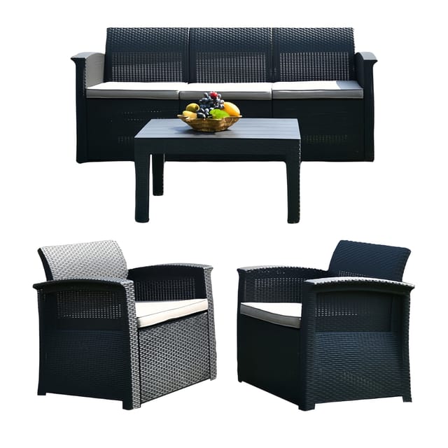 relaxdays Gartenlounge-Set 4-teiliges Gartenmöbel Set Rattan