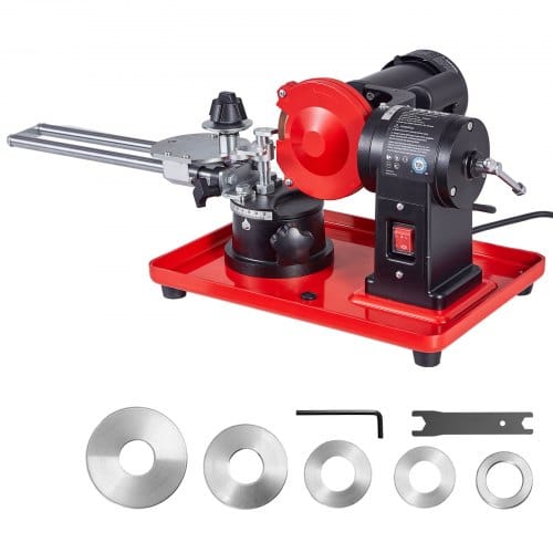 VEVOR 370W Sägeblattschärfgerät, 2890 U/min Kreissägeblattschleifer mit 125 mm Schleifscheibe, Elektr. Schärfmaschine mit Einstellwinkel für 80-700 mm Sägeblätter, Blattschärfer für Holzbearbeitung