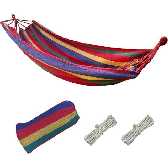 Hamac - Bequem - Robustes Gewebe - 280 X 100 Cm - Belastbarkeit 300 Kg - Rote Streifen