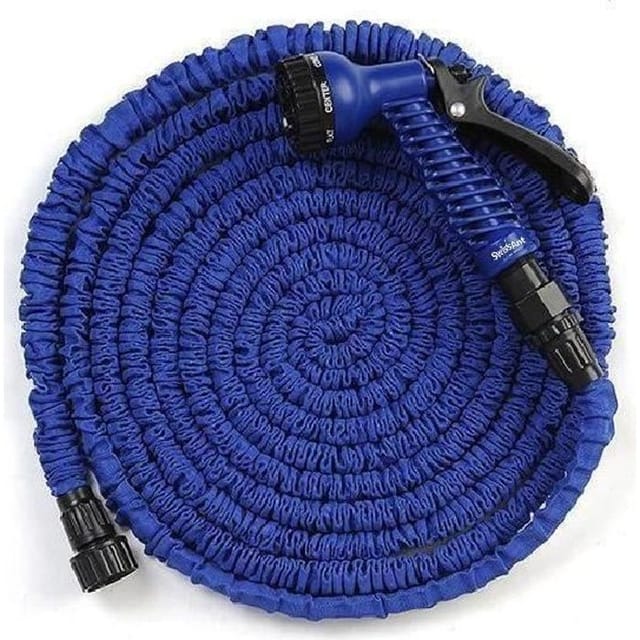 Ausziehbarer Gartenschlauch - 60 M Blau - Pistole Mit 7 Funktionen